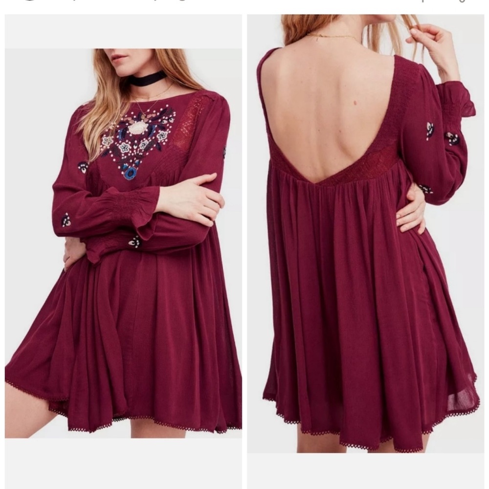 Free People Mohave dress embroidered boho crochet